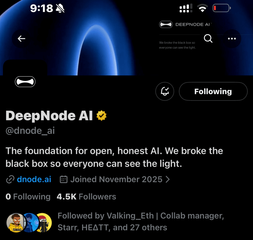 DeepNode AI Twitter follower count before using TweetBoost